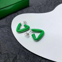 Stud Earrings 2024 Design Green Triangle Fashion Jewellery Charm Freshness Luxury Party Lady Fine Quality Earring