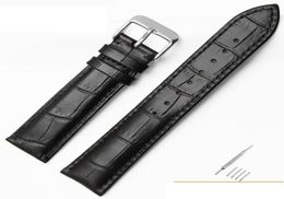 High quality Leather Genuine Watch bands straps dark black gold Pin buckle needle 18mm 19mm 20mm 22mm 23mm men Cowhide watch acces4697571