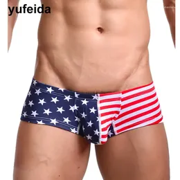 Underpants YUFEIDA Sexy Men Underwear Boxers American Flag Boxer Shorts Trunks Low Rise Slip Homme Panties Cueca Masculina