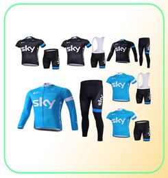 Sky black blue long short sleeve riding suit men039s summer cycling mountain bike jacket long shorts2781454