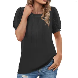 Women's T Shirts Fashion Cap Sleeve Tops Casual Summer Tunic Loose T-Shirts Solid Color Top Women Blouse 2024