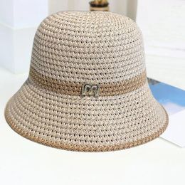Wide Brim Hats Sun Protection Hat Summer Stylish Anti-uv Foldable Straw For Women Fisherman With Letter Camping