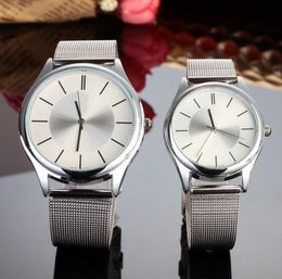 Fashion Brand women men Lovers039 silver Steel Metal Band quartz wrist watch C018951146