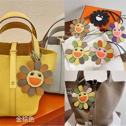 Tote bag genuine leather New Home Genuine Leather Rainbow Sunflower Hanging Accessories Cute Bag Car Hanging Accessories Personalised end Trendy