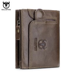 Wallets BULLCAPTAIN New Men's Business Wallet Features RFID Blocking Card Holder Brand Design Wallet's China Genuine Leather Purse Men