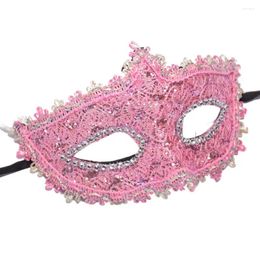 Party Supplies Fashion Exquisite Diamond Lace Venetian Mask For Women Girl Simple Half Face Princess Masquerade Adult Eye Birthday