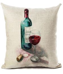 Cushion Covers Red Wine Casual Style Pillow Cover Decorative Cotton Linen Pillow Case For Sofa Seat 18 x 18 inch7297667