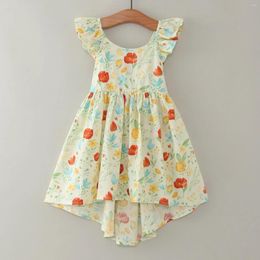 Girl Dresses Toddler Summer Sleeveless Girls Flanged Strap Halter Floral Dress For Kids Baby Clothes Fall