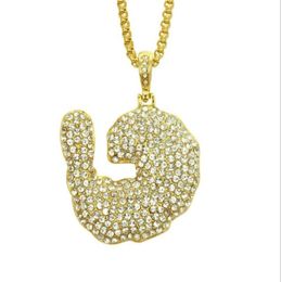 hip hop Shrimp in diamond sauce pendant necklaces for men women mens pendants gold silver chain necklace jewelry gift2790230