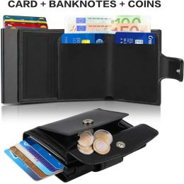 Holders 2023 New Rfid Wallet Men Money Mini Bag Male Aluminium Card Holder Wallet Small Leather Wallet Thin and Light Coin Purse