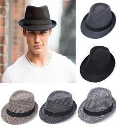 Unisex Wool Felt Fedora Hat With Band Classic Solid Plaid Jazz Church Top Caps Panama Bowler Brim Caps For Gentleman4603897