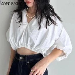 Women's Blouses Spring Summer V-neck Blusas Fashion Japan Lantern Sleeve Shirts & Lazy Style Camisas Loose Ropa Mujer 2024 Tops