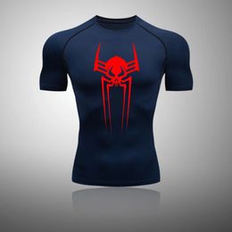 Summer Spider Print Pattern Mens T-shirt Outdoor Fitness Sports Compression Short Sleeve T-shirt Summer Quick Drying Mater 240420