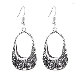 Dangle Earrings Fashion Ethnic Gypsy Boho Drop For Women Antique Silver Plated Carved Basket Vintage Maxi Brinco