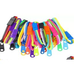 Party Favour Dhs Bracelets Toys Zipper Bracelet 7.5 Inches S Toy Sensory Neon Colour Friendship For Kids Adts Christmas Gifts Drop Del Dh7Hf