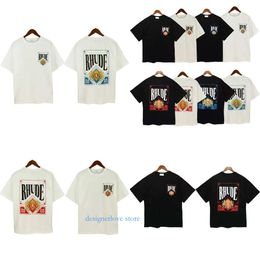 Mens Designer t Shirt Rhude Card Lettered Print Couples for Men and Women Tshirt Cotton Is Loose in Summer a Wide Range of Style Options