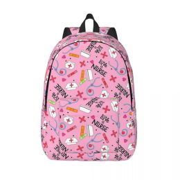 Bags Love A Nurse Medical Word Art Pink Backpack for Boy Girl Kids Student School Bookbag Daypack Preschool Primary Bag Travel