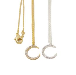 Fashion moon with rhinestone gold plated necklace Glittering crescent necklaces for women whole and mixed color4939340