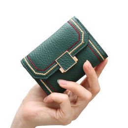 Holders Women Card Holder Genuine Leather Fashion Hasp Business Card Wallet Cowhide Slim Card Case Cute Small Purse Minimalist Money Bag