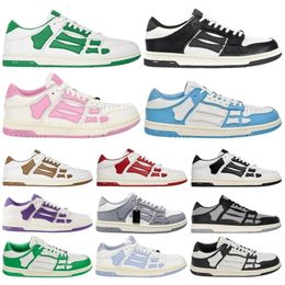 Running Shoes women Designer Skel Top Bones Hi Leather Sneakers Luxury Skeleton Blue Red White Black Green Grey Brown couple Original 35-46