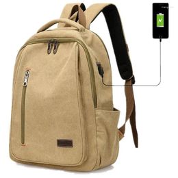 Backpack Vintage Canvas Backpacks Men And Women USB Charging Travel Students Casual For Hiking Camping Mochila Masculina