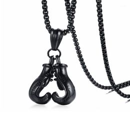 Men Jewellery Sport Fitness Collares Stainless Steel Pendant Necklaces Mens Jewellery Colar Collier Double Boxing Glove Necklace9582475