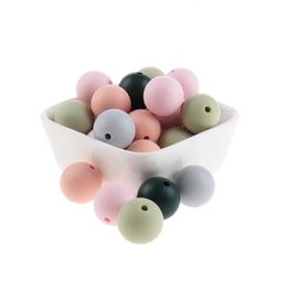 200pcs Silicone Beads 15mm Round Baby Teether For Teeth Pacifier Chain Bead pearl Goods A Free Teethers 240415