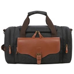 Bags Men Large Capacity Weekend Bag Canvas Multifunction Leather Bags Carry on Luggage Bag Tote Utility Travel Bag Dropshipping