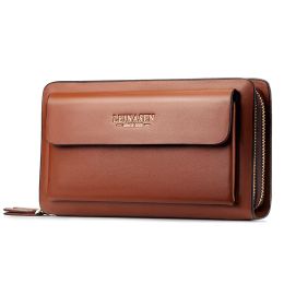 Wallets New Men Wallets High Quality PU Leather Purse Wallet Long Double Zipper Clutch Handy Bag Male Business Clutch Wallets Coin Purse