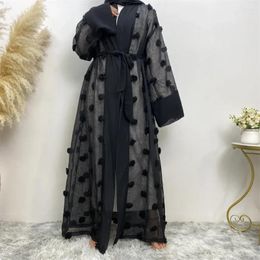 Ethnic Clothing Women Dress Cardigan Abaya Loose Lace-up Long Sleeved Elegant Middle East Robe Arab Turkish Muslim Abayas
