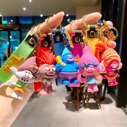 Creative Cartoon Trolls Doll Keychain Pendant Bag Car Key Chain Accessories Gift Promotion 240409