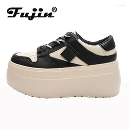 Casual Shoes Fujin 8cm Cow Genuine Leather Autumn Spring Platform Wedge Flats Fashion Breathable Sneakers Chunky Women Moccasins