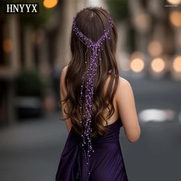 Hair Clips HNNYX Purple Pearl HeadHoop Crystal Beaded Accessories Suitable For Bridal Wedding Head Tiara Fashion Party Headband A159