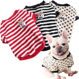 Dog Apparel Stripe Knit Sweater Clothes Christmas Reindeer Scoop Necline Small Clothing French Bucket Warm Outfits Fat Pet Products