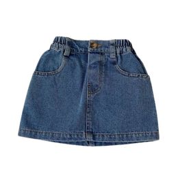 1-6T Kids Denim Skirt for Girls All-match Elastic Waits Short Mini Skirt for Children Girls Cowboy Skirts for Baby Girl Outfit 240516