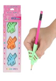 Pen Grips Twofinger silicone Threecolor mixing Student stationery writing posture corrector Pencil cover love writing SN12024300477