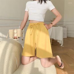 Women's Pants Women Shorts 2024 Summer Casual Solid Cotton Linen High Waist Loose For Girls Soft Cool Female M-3XL