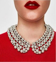 3 Colours New Trending Statement Jewellery Simulatedpearl Choker Girls Chunky Bib Necklace High Quality For Women Whole F100302085651