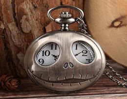 Tim Burton The Nightmare Before Christmas Quartz Pocket Watch Retro Frog Big Eyes Jack Skellington Necklace Pendant Skull Watch3331837370