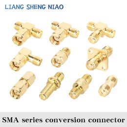 Chargers 2pcs SMA tee SMA twoway SMA male to female SMAJJ SMAKK SMA series conversion connector SMA RF Coaxial Cable connector