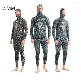 Women's Swimwear 1.5mm Camouflage Wetsuit Long Sleeve Fission Hooded 2 Pieces Of Neoprene Submersible For Men Keep Warm Waterproof Diving