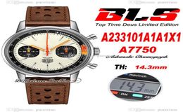 BLS Top Time Limited Edition A7750 Automatic Chronograph Mens Watch Steel Case White Black Dial Brown Leather Strap A233101A1A1X1 1733282