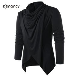 Hemkis Fashion Men Asymmetrical Overlap Cardigan Casual Knitted Long Sleeve Sweaters Shawl Collar Open Front Tops Men039S Sweat3807134