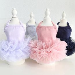 Dog Apparel Puppy Clothes 2024 Pet Vest Jumper Dresses With Ballet Flullet Skirt Summer Spring Fancy 4 Color XS XL Girl Princess