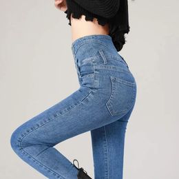 Women's Jeans 2024 Spring Vintage Women High Waist Skinny Buttons Slim Stretch Denim Pants Fashion Lady Pencil Tight Trousers