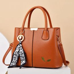 Evening Bags Elegant Versatile Women's Handbag 2024 Silk Scarf Simple One Shoulder Oblique Span Large Capacity Textured Bag