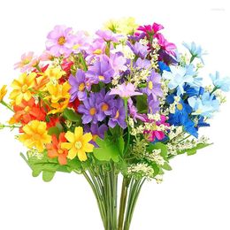 Decorative Flowers 28 Heads Artificial Daisy Silk Fake Bouquet Arrangements House Office Restaurant Table Centerpieces Home Decor