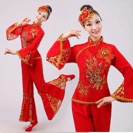Stage Wear Ancient Chinese Costume Women Folk Dance Lion For Woman Hanfu Year Fan Yangko Clothing