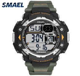 Wristwatches Men Digital Watches SMAEL Brand LED Watch Big Dial Alarm Clock Sport Waterproof1379B Military Army4057654