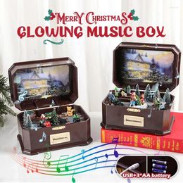 Decorative Figurines Delicate Christmas Music Box Attractive Xmas USB/Battery Powered Children Gift Merry Tiny Musical